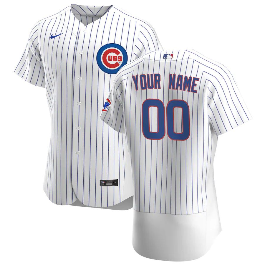 Mens Chicago Cubs Nike White Home Authentic Custom MLB Jerseys->customized mlb jersey->Custom Jersey